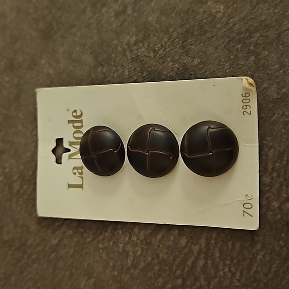VTG LA MODE Black and Brown Leather Look Coat Buttons - Picture 8 of 9